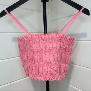 NWT Hunter & Brown Pink Smocked Crop Top. Size: Small- Ladies